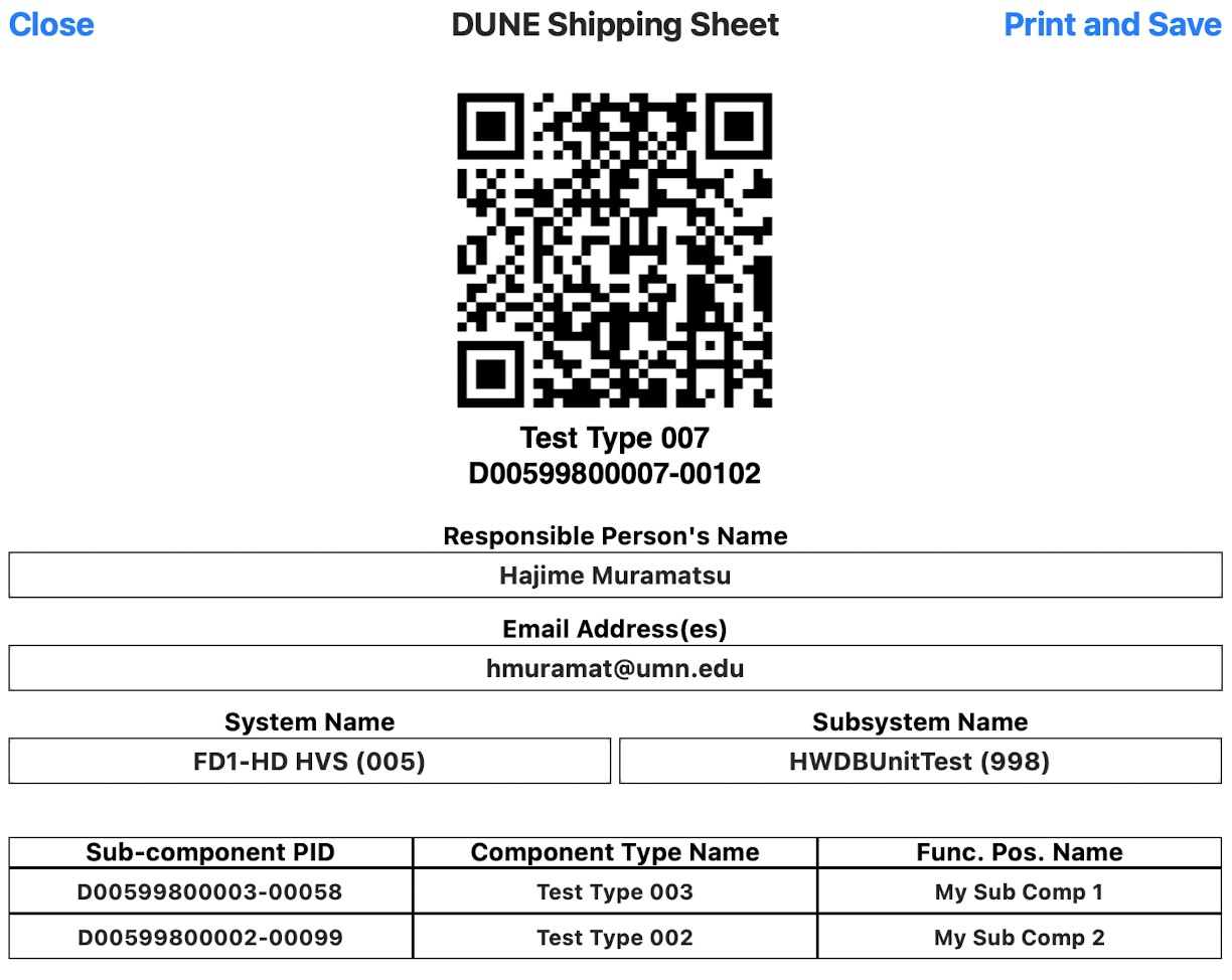 shipping sheet